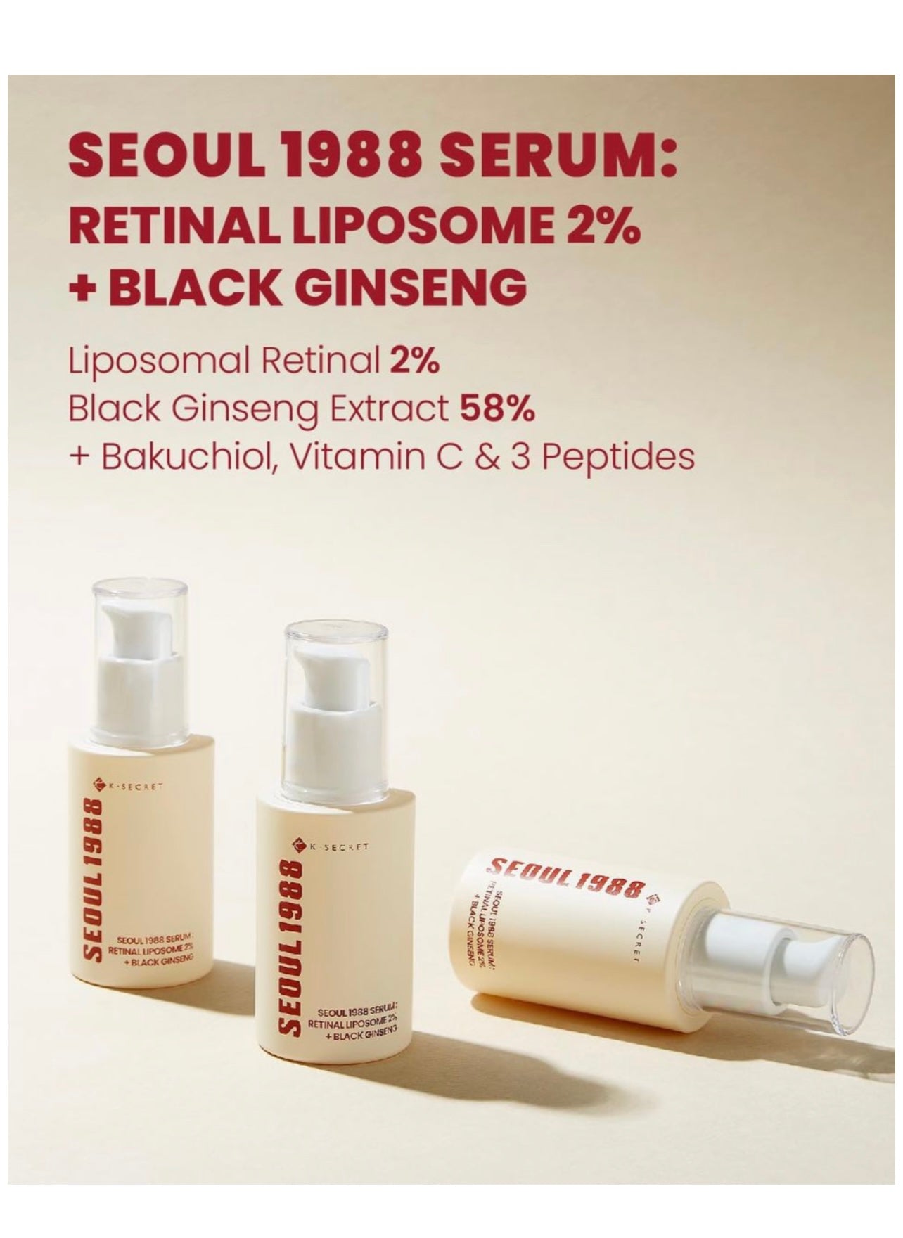 K-Secret Seoul 1988 Retinal Liposome 2% + Black Ginseng Serum (30ml)