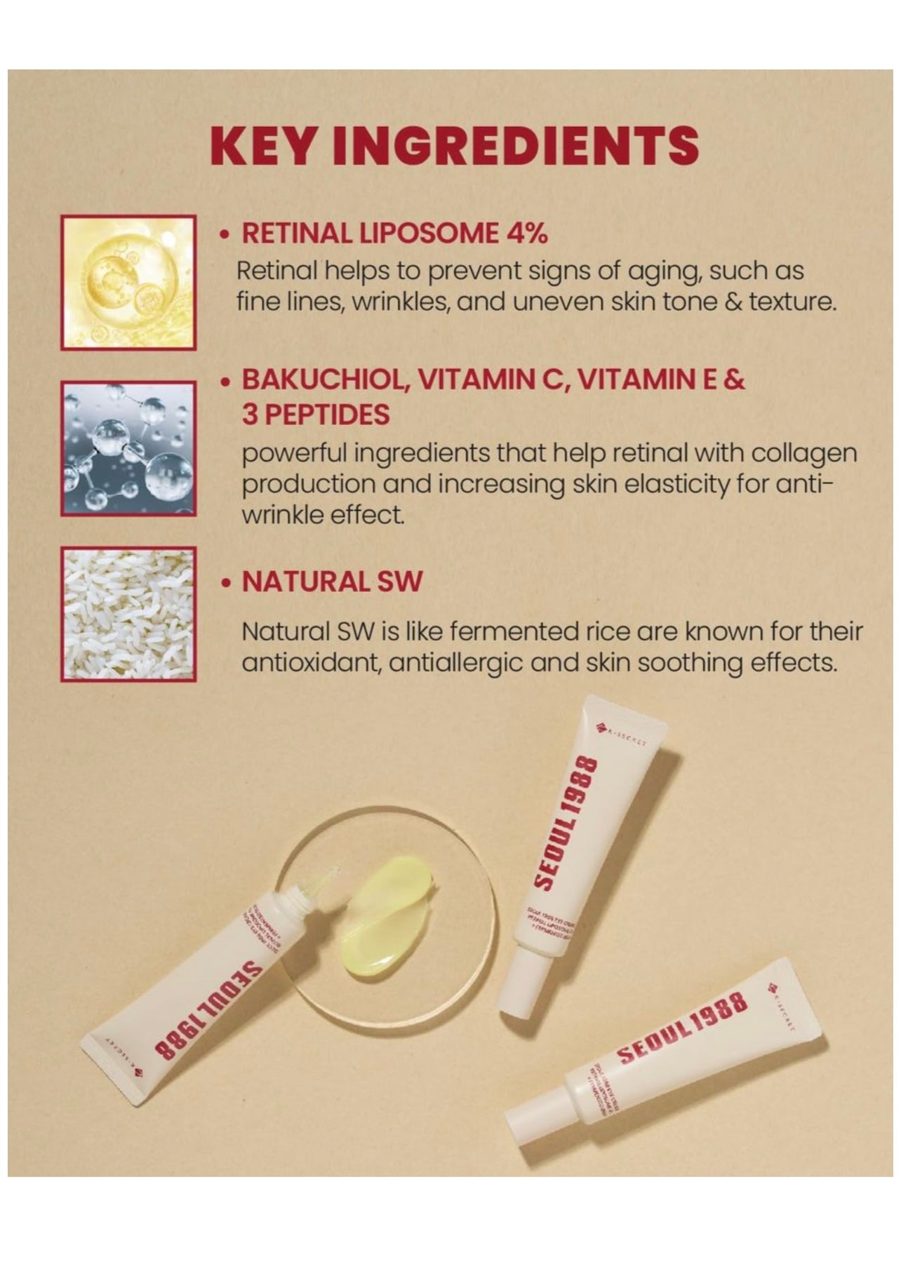 K-SECRET SEOUL 1988 Eye Cream Retinal Liposome 4% + Fermented Bean (30ml)