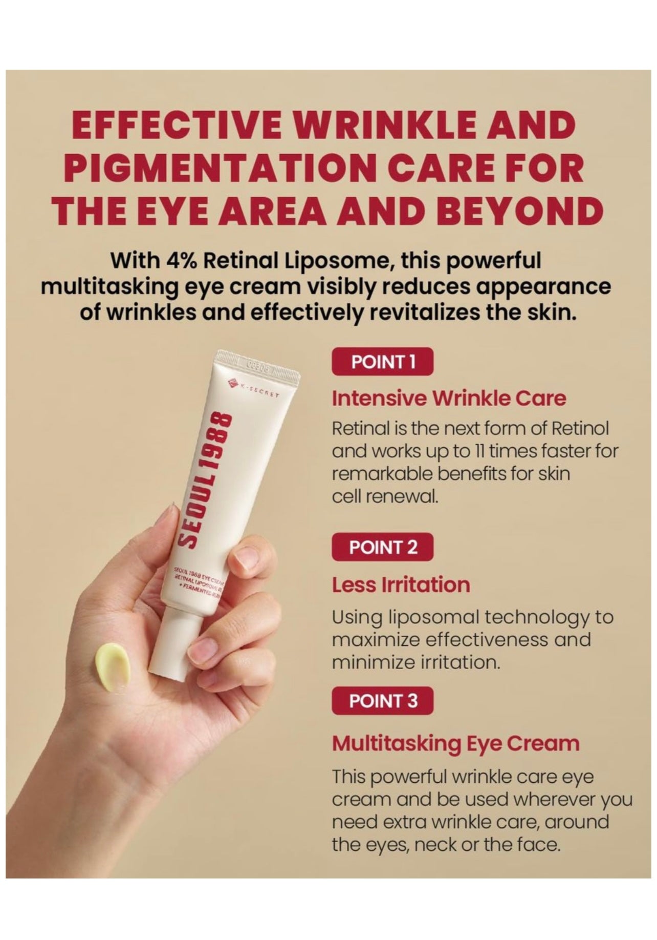 K-SECRET SEOUL 1988 Eye Cream Retinal Liposome 4% + Fermented Bean (30ml)