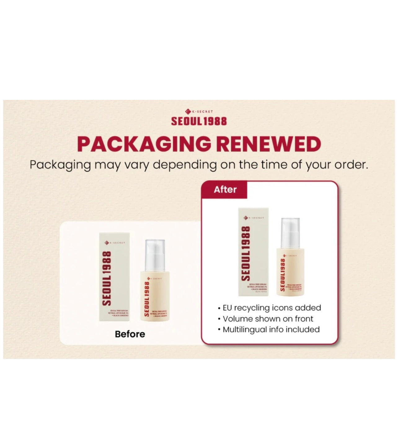 K-Secret Seoul 1988 Retinal Liposome 2% + Black Ginseng Serum (30ml)